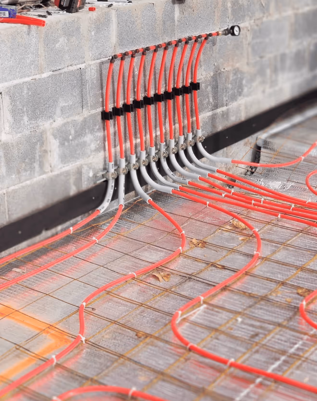 Close up of our radiant heat installation.