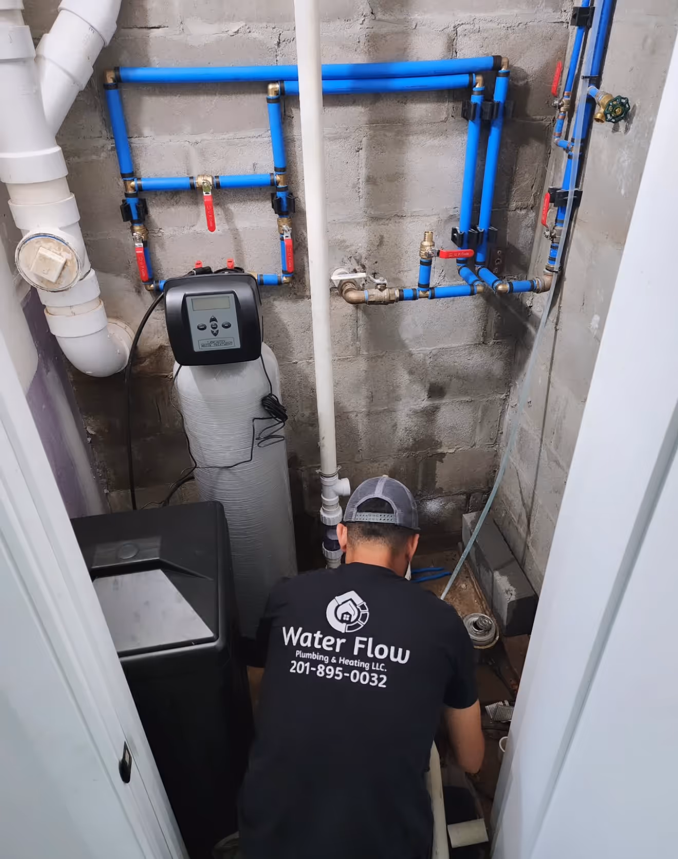 Whole house water filtration and softener installation in Bergen County, NJ. 