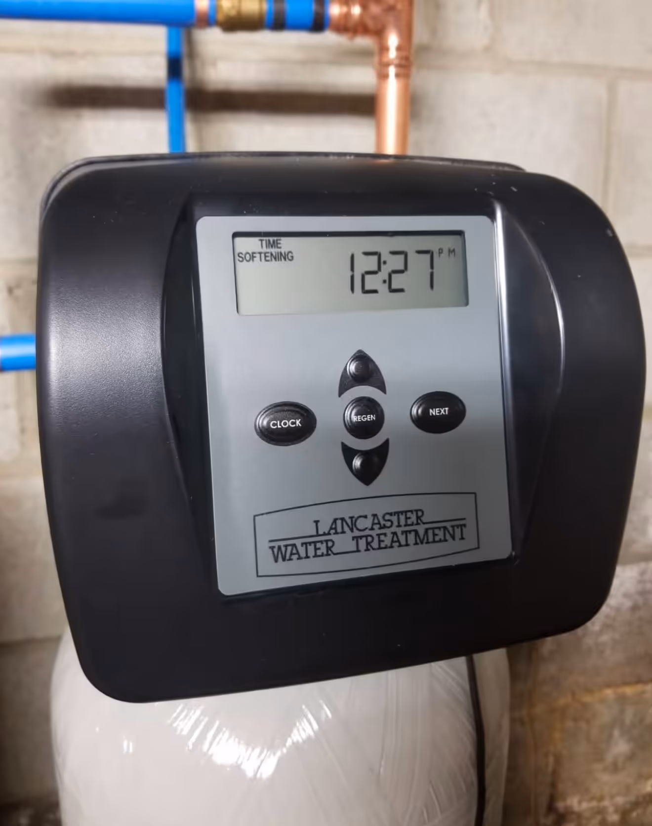 Close up of Lancaster water treatment system installed by Water Flow Plumbing & Heating NJ. 