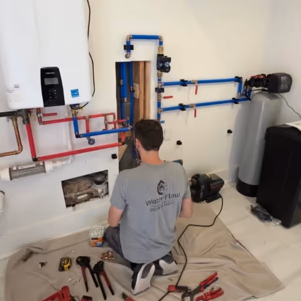 Our team installing water treatment system in homeowners house in NJ. 