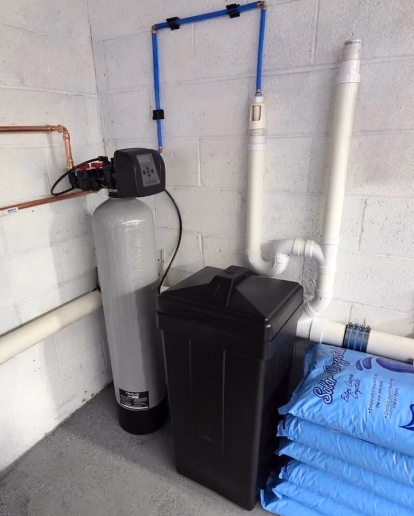 an installed water softener system in Fairview, NJ