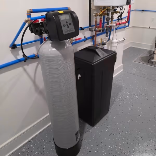 An installed water treatment system in NJ home.