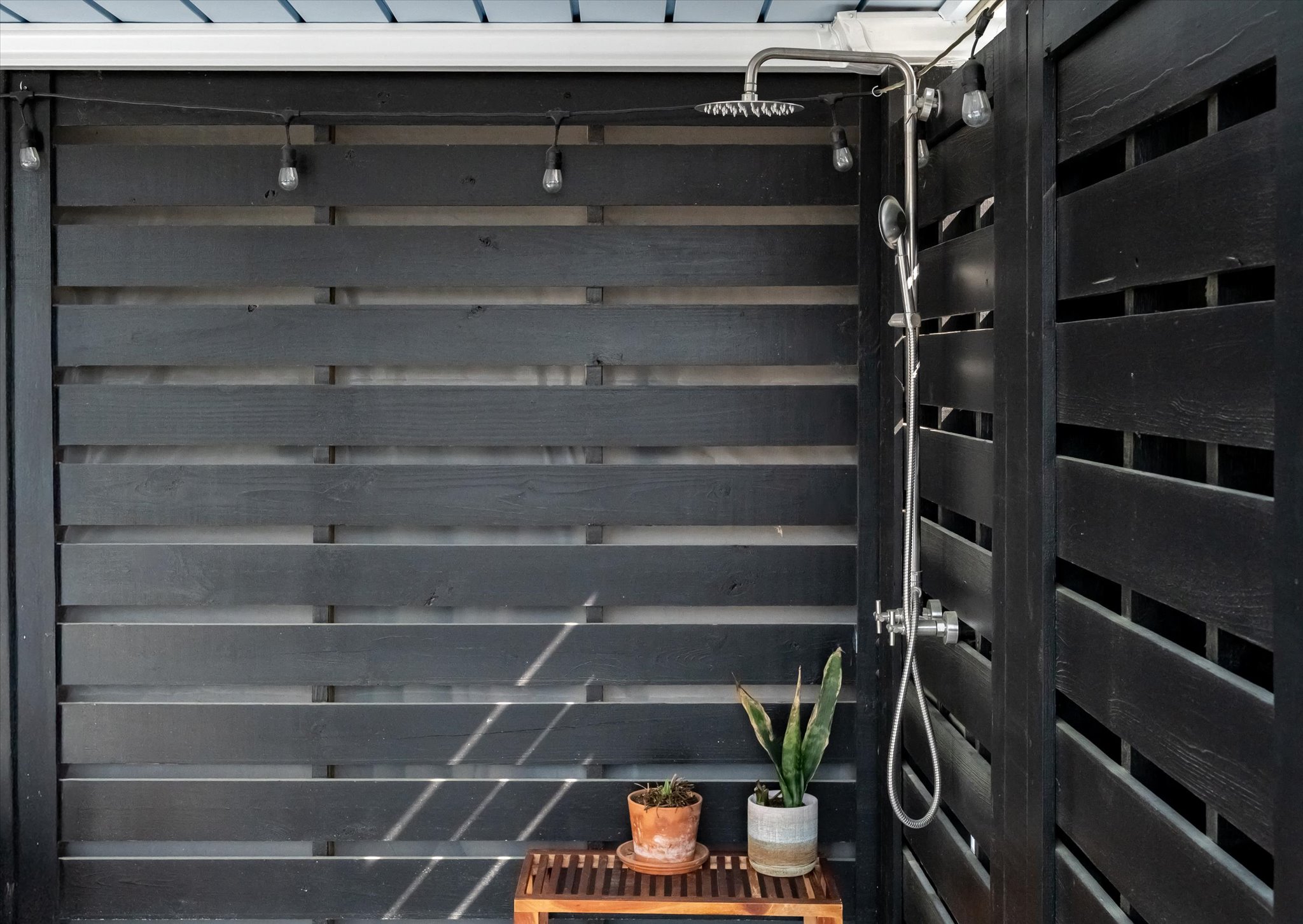 outdoor cabana in South Carolina with shower - BuiltBy3