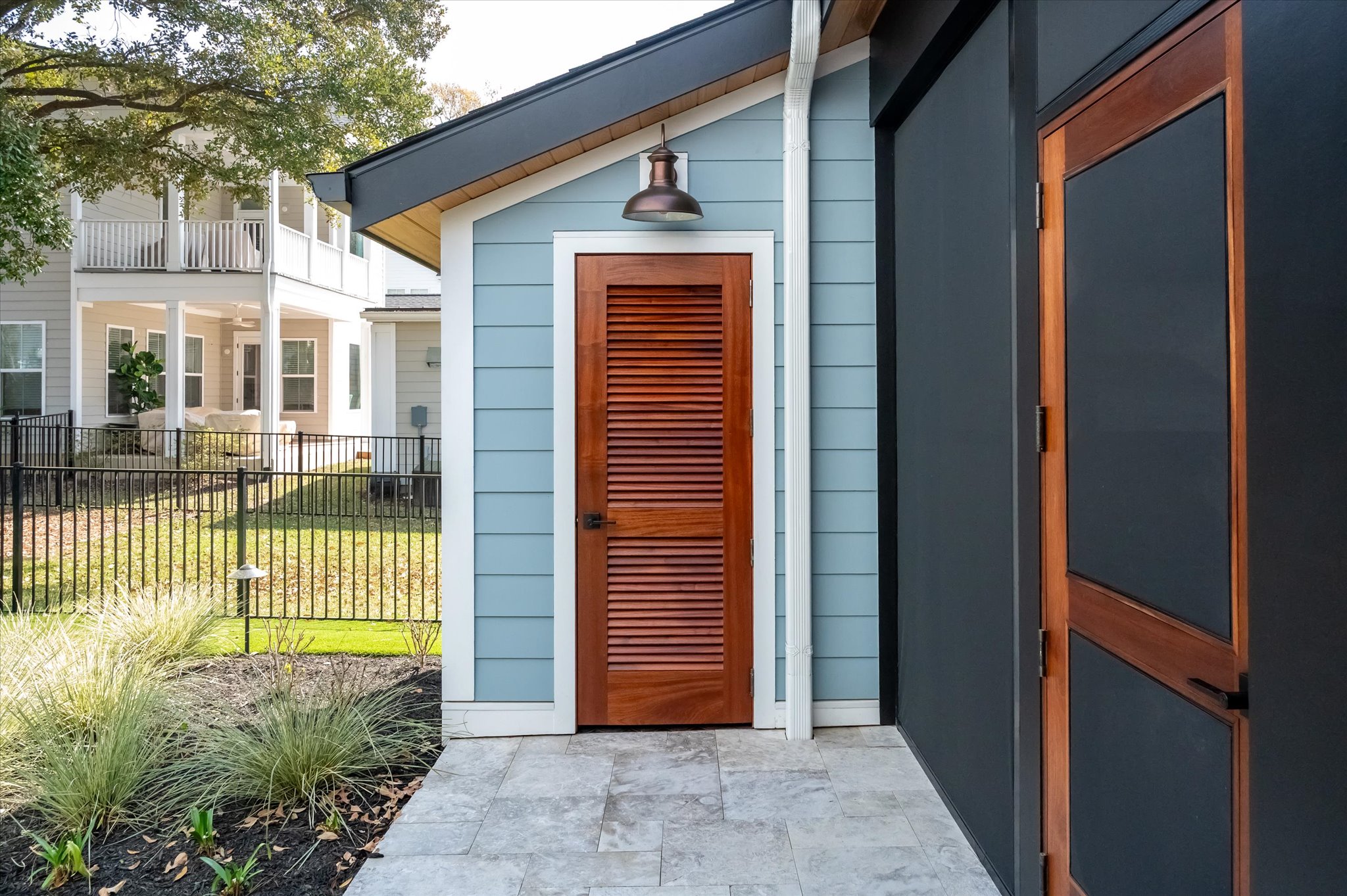 outdoor cabana with shower and bathroom  - BuiltBy3