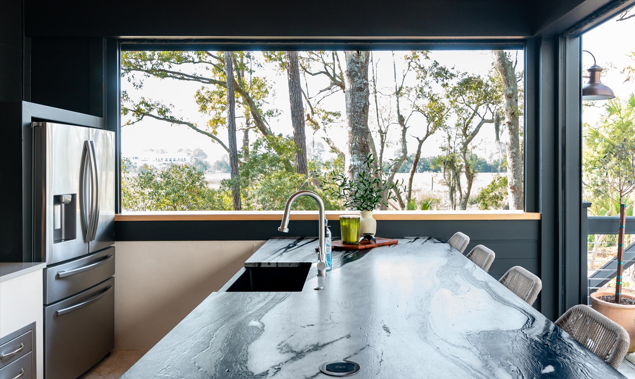 outdoor cabana in South Carolina with bathroom and shower - BuiltBy3