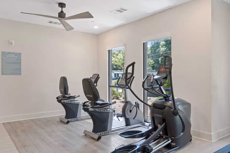 gym with stationary bikes