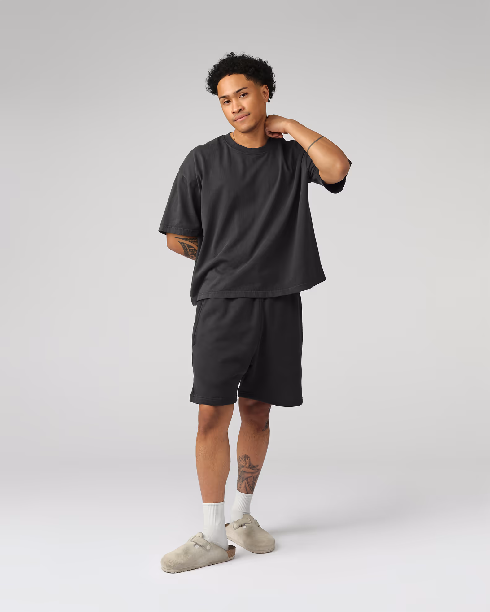 The classic gym short reimagined. Crafted from our heavyweight organic cotton fleece with natural rubber replacement for the waistband.