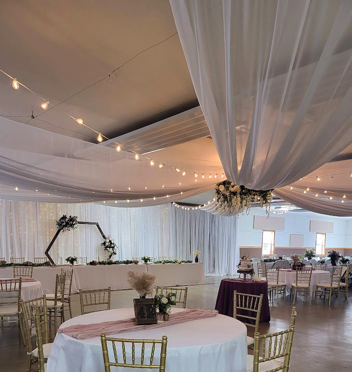 Ceiling and Backdrop and Guest Table design.
