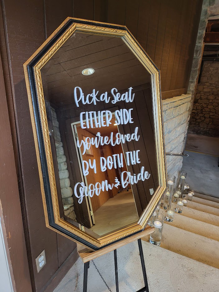 No need to pick a side gold framed mirror for a wedding ceremony. 
