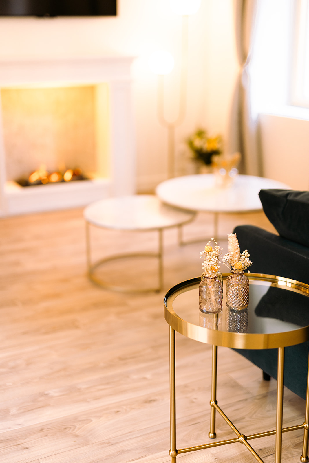 cheminée du salon de la suite lyra