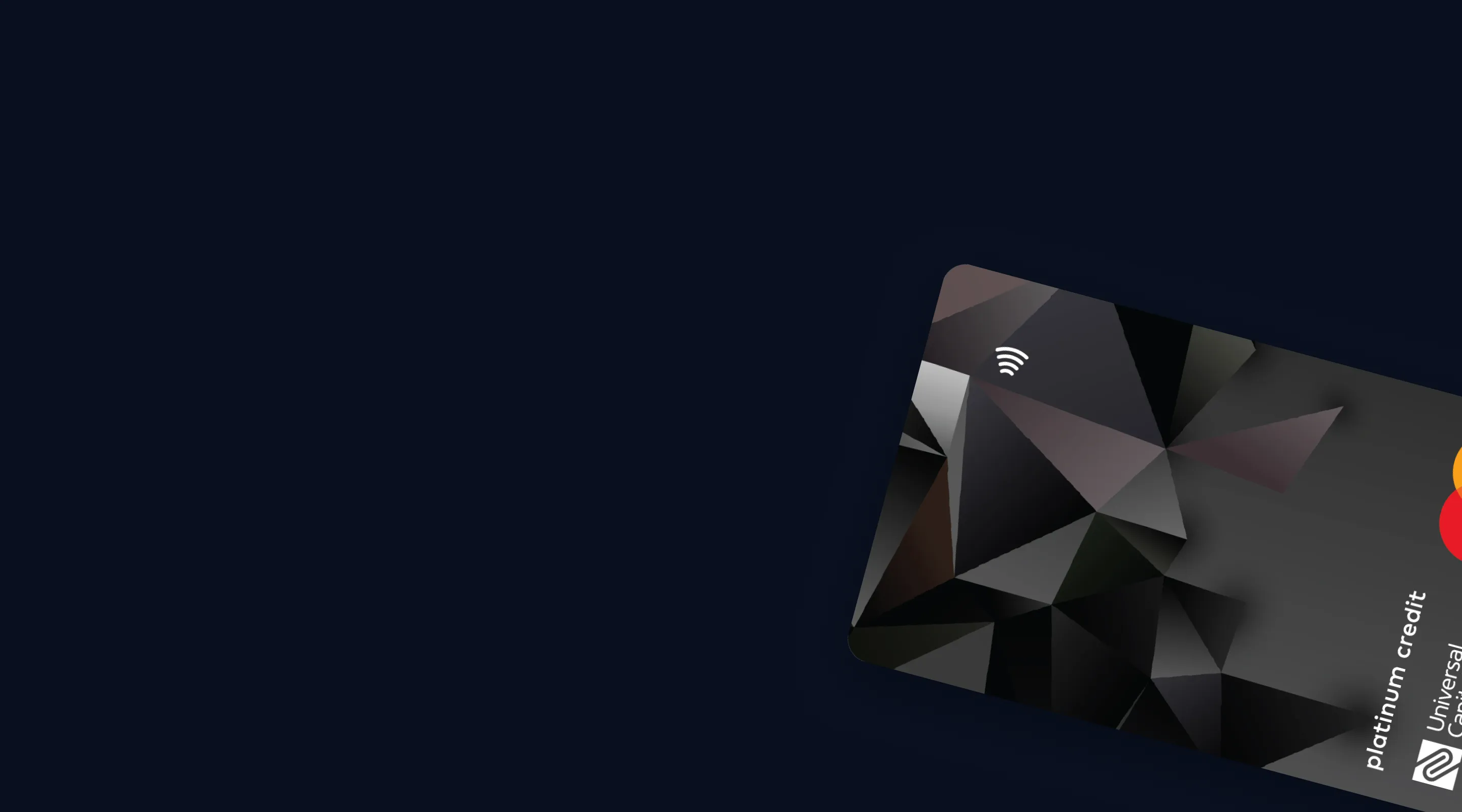 Crna Mastercard Platinum kreditna kartica sa geometrijskim uzorkom na tamnoj pozadini.