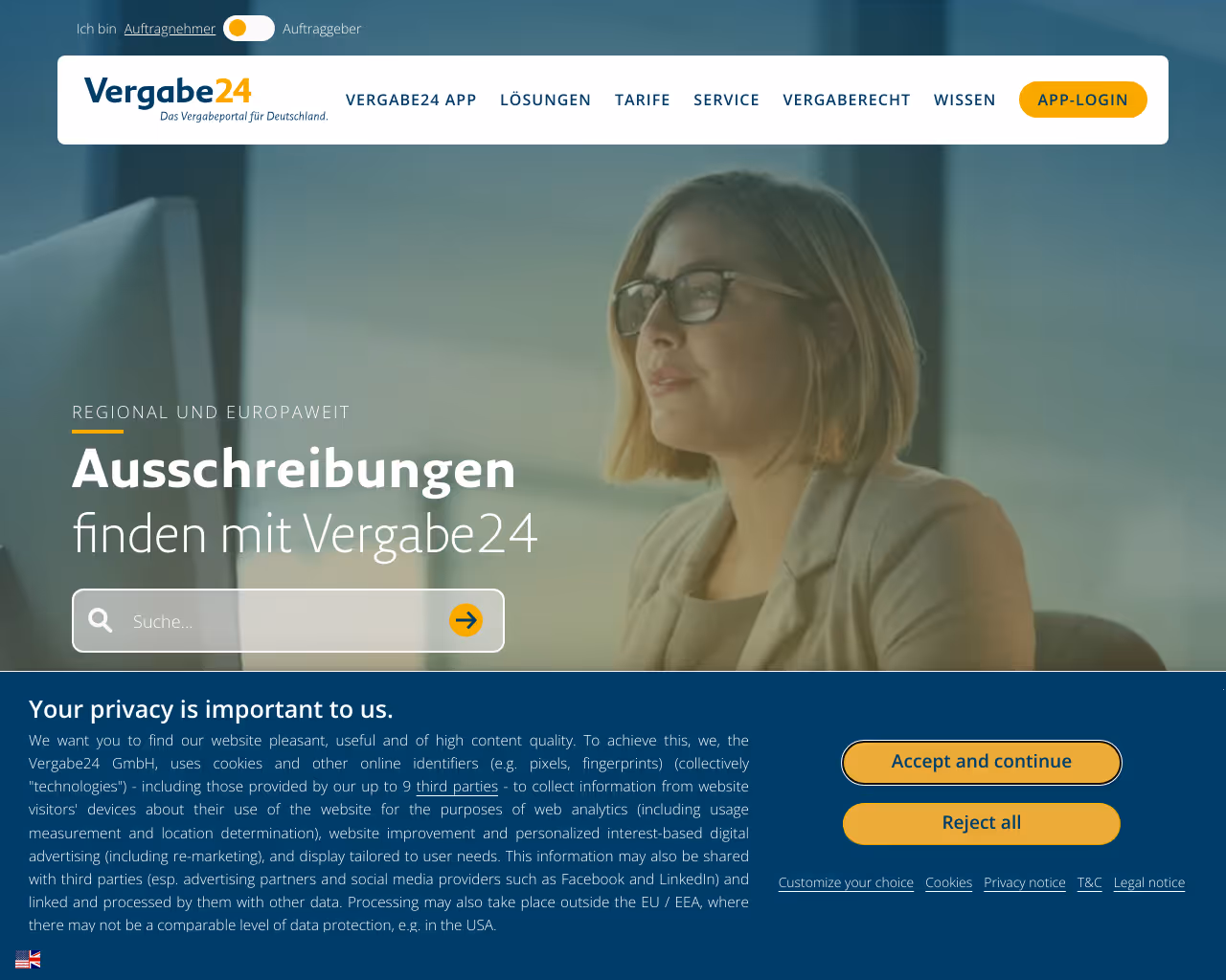 website vergabe24 screenshot