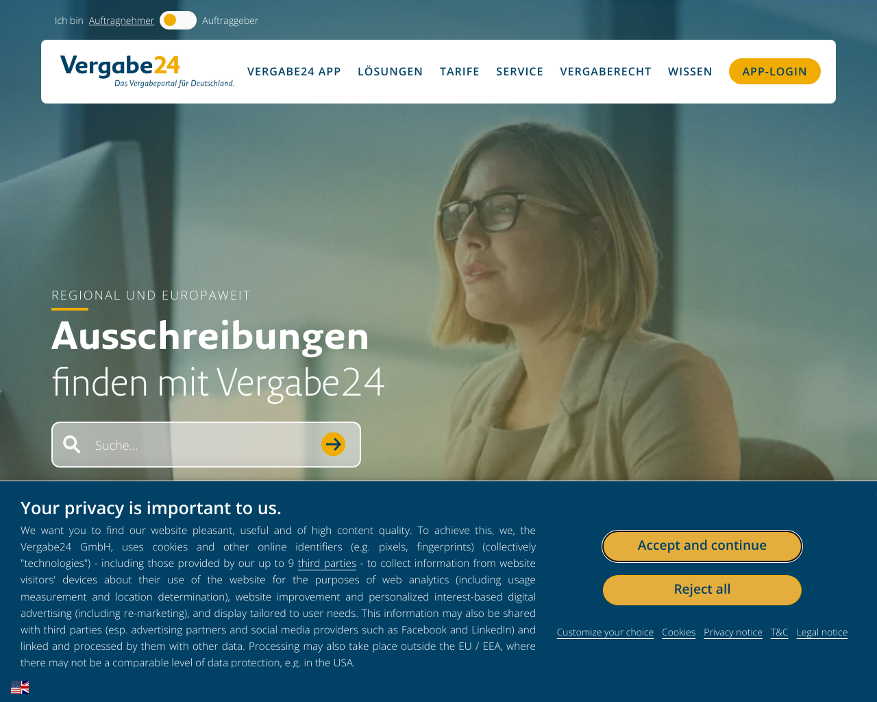 website vergabe24 screenshot