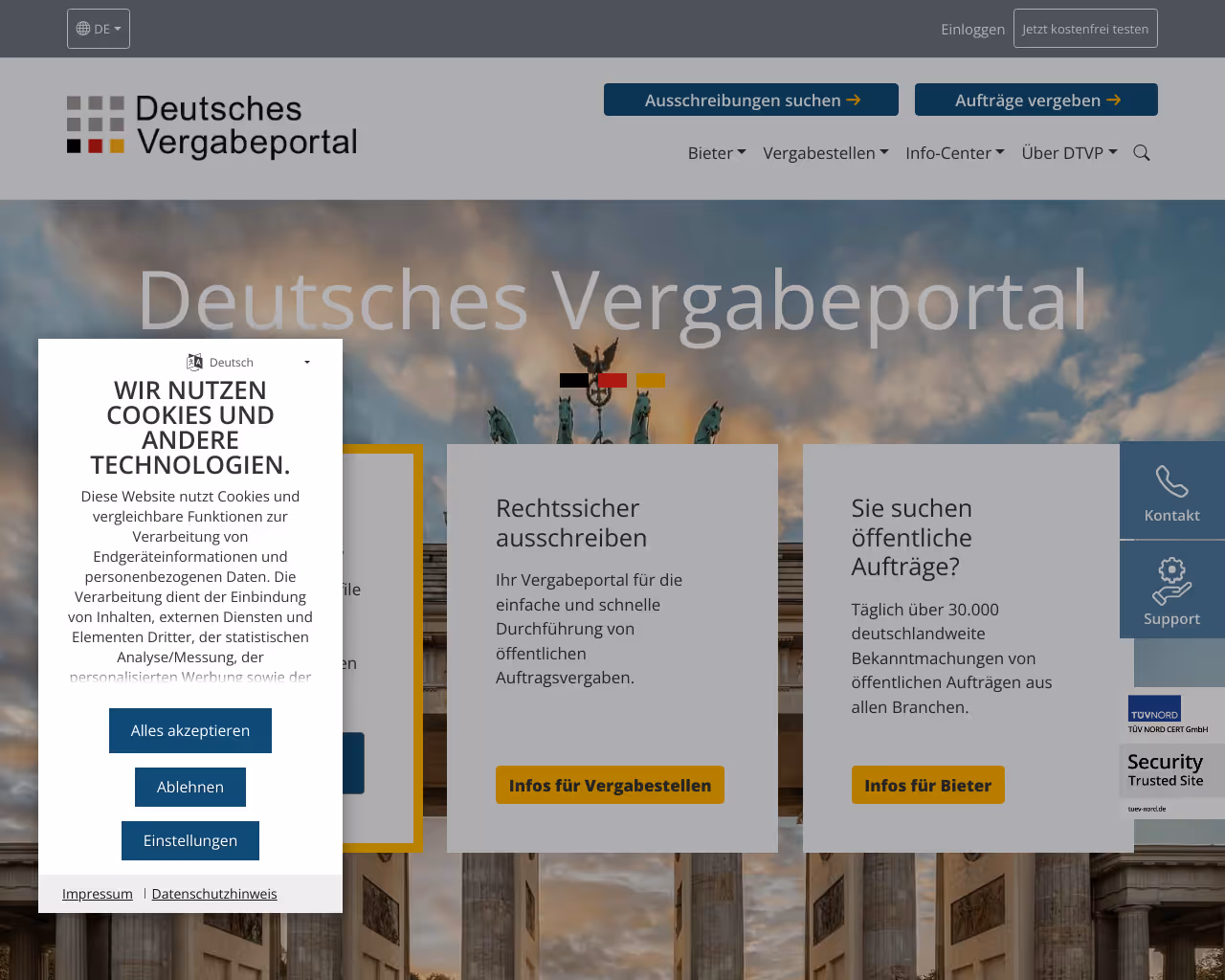 website dtvp screenshot