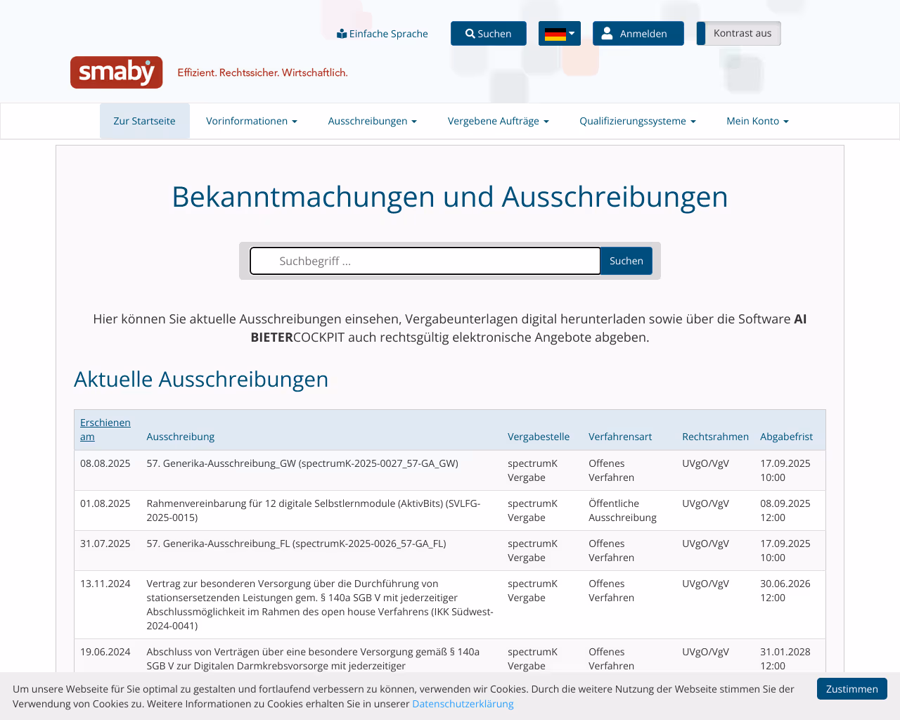 website vergabeplattform screenshot