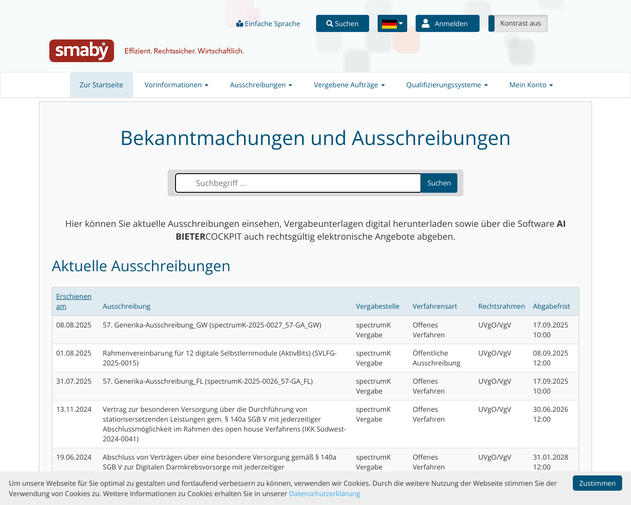 website vergabeplattform screenshot