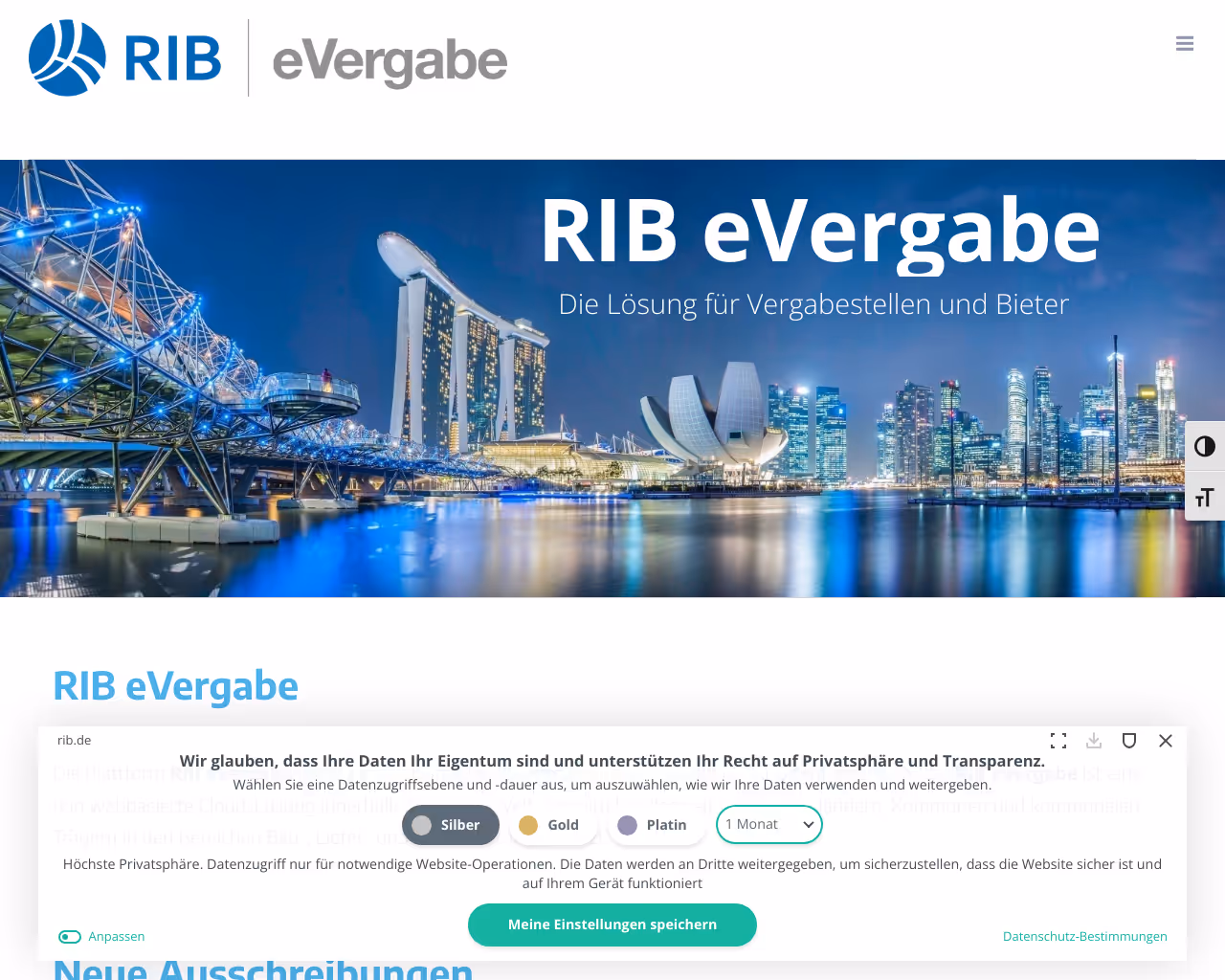 website vergabe screenshot