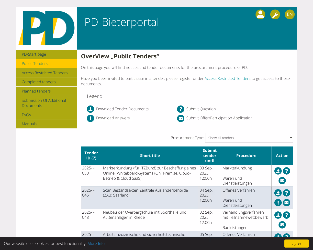 website bieterportal screenshot