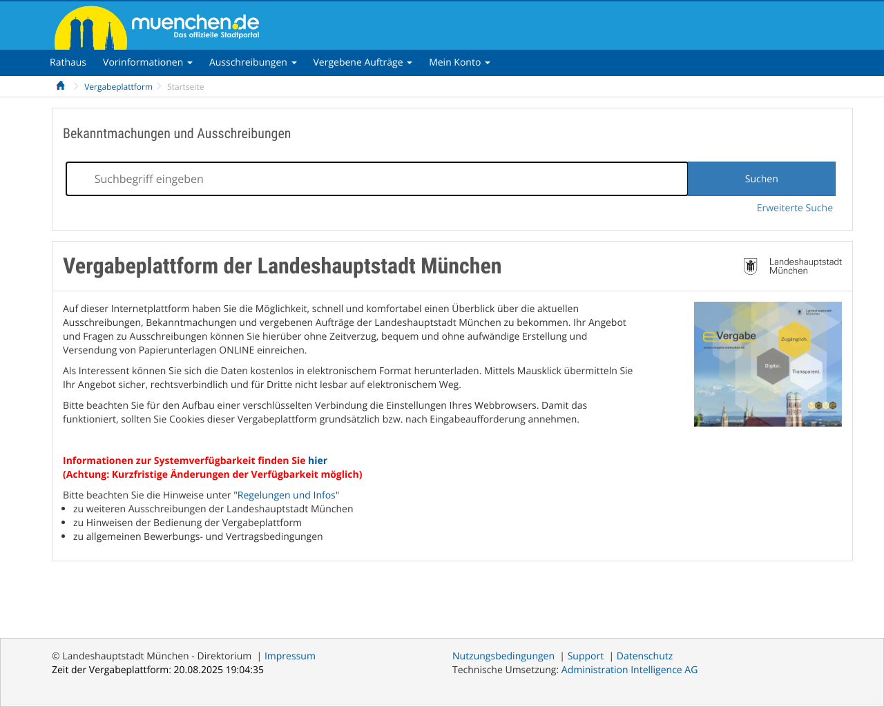 website vergabe screenshot