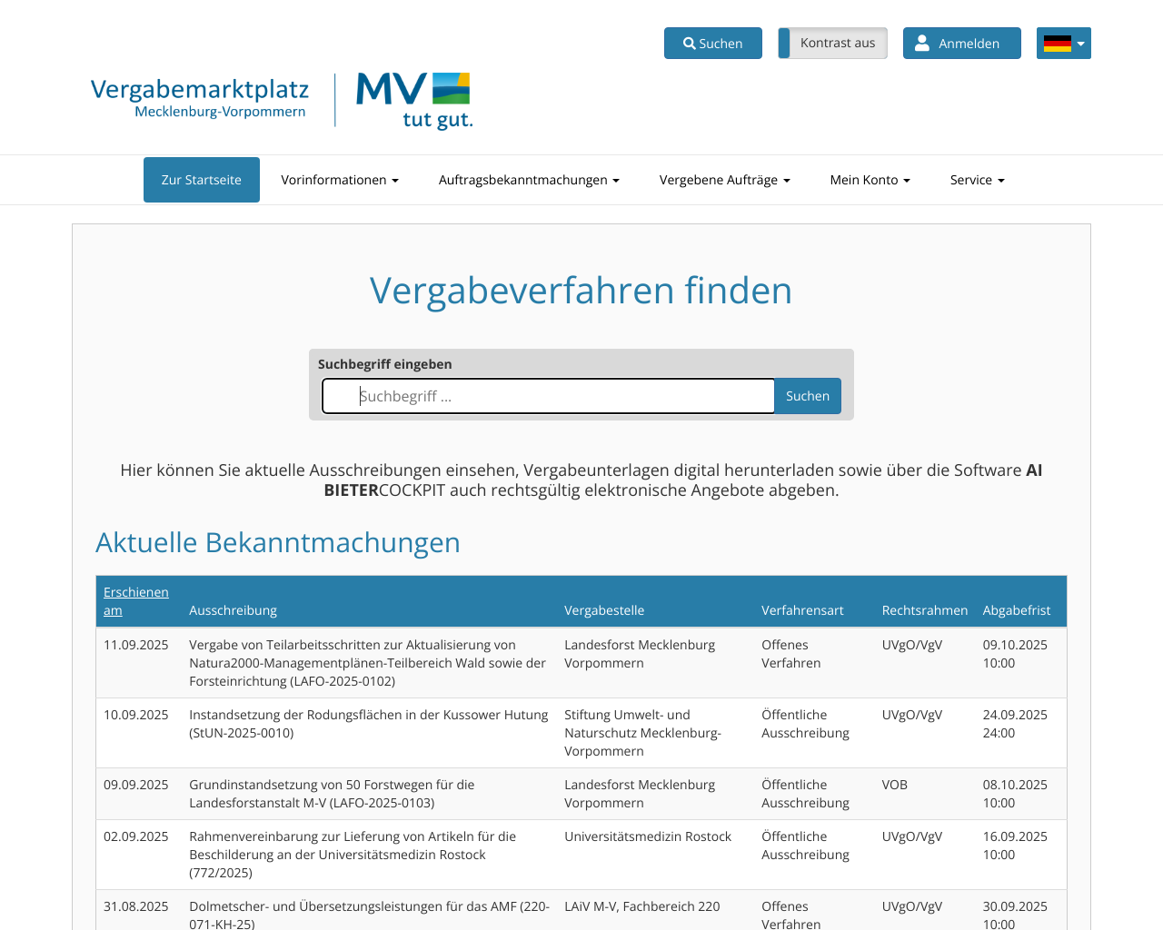 website vergabemarktplatz-mv screenshot