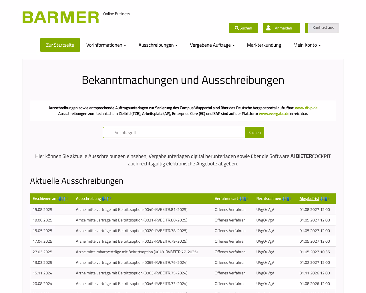 website beschaffungen screenshot