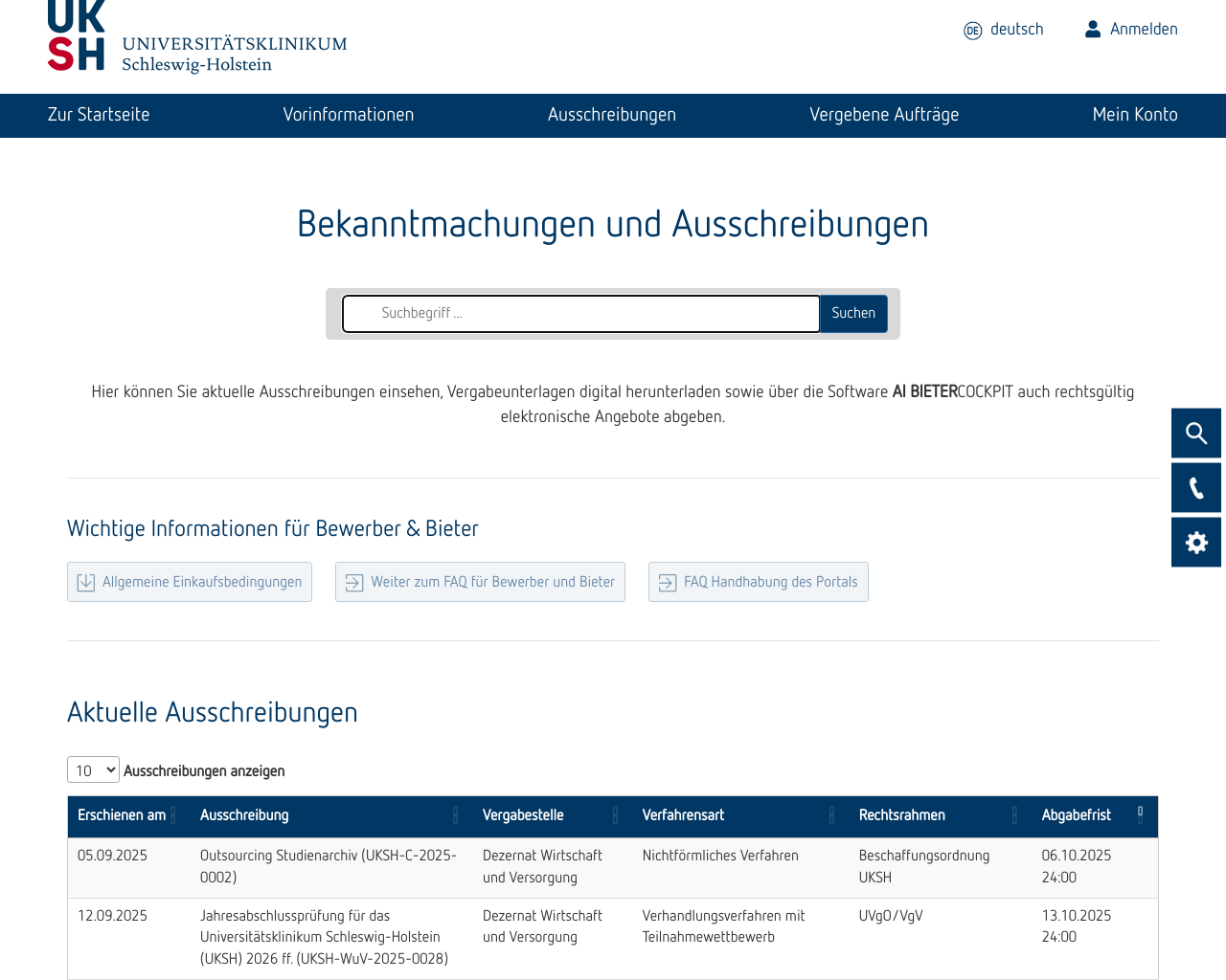 website vergabe screenshot