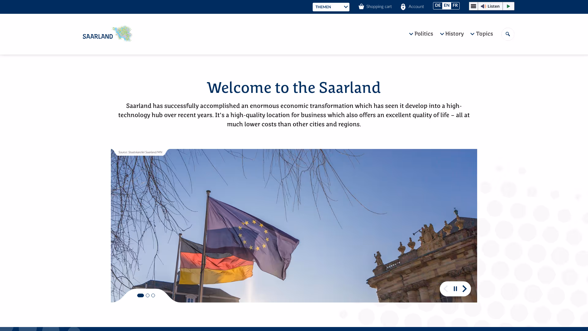 website saarland screenshot