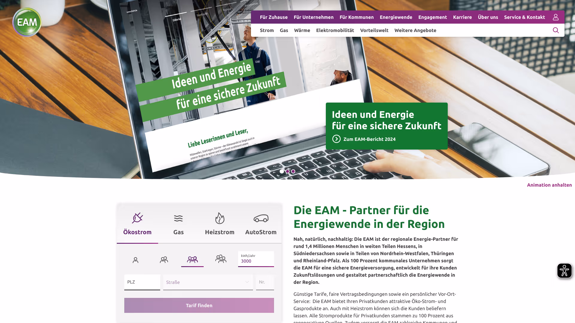 website eam screenshot