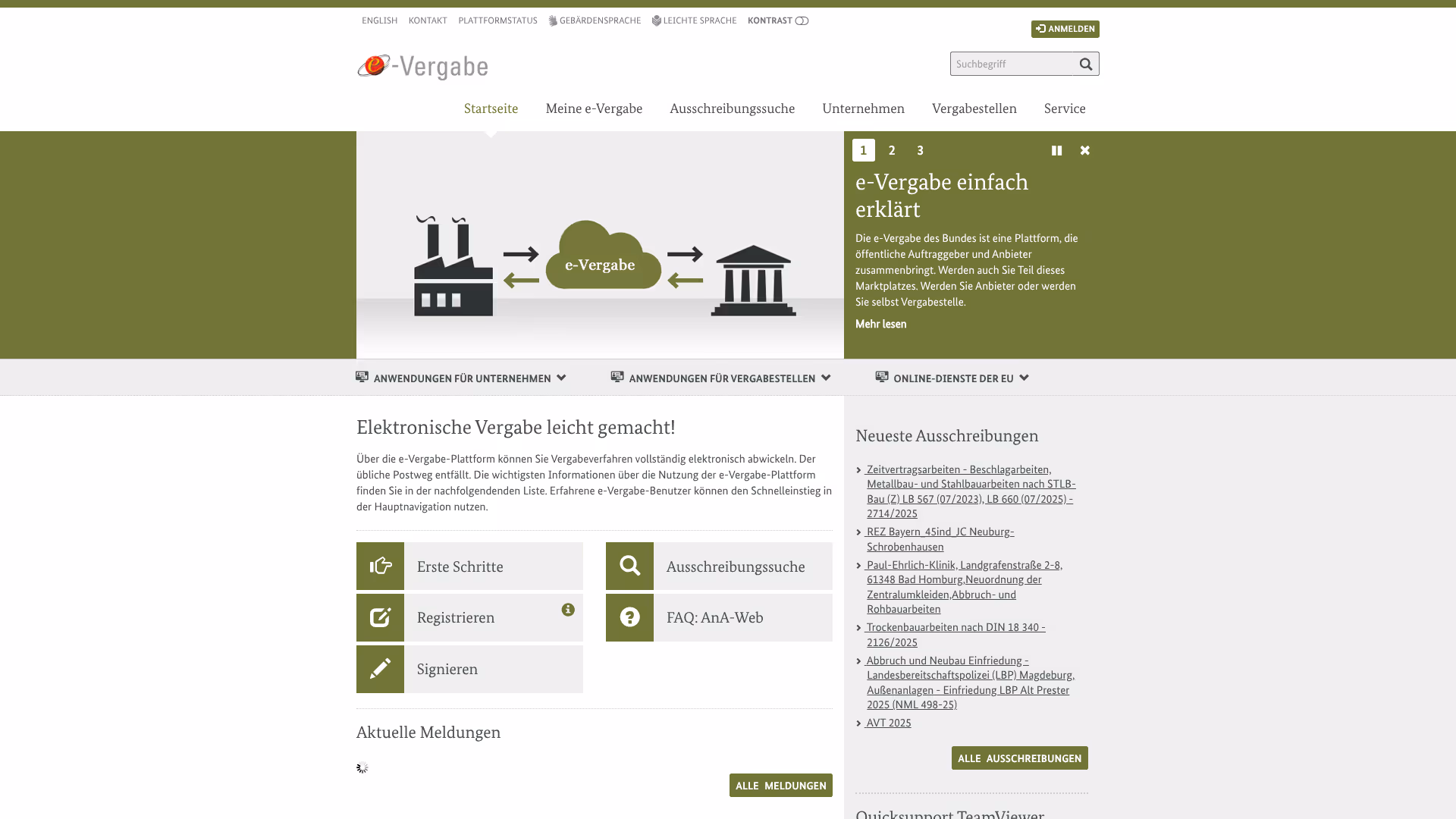 website evergabe-online screenshot