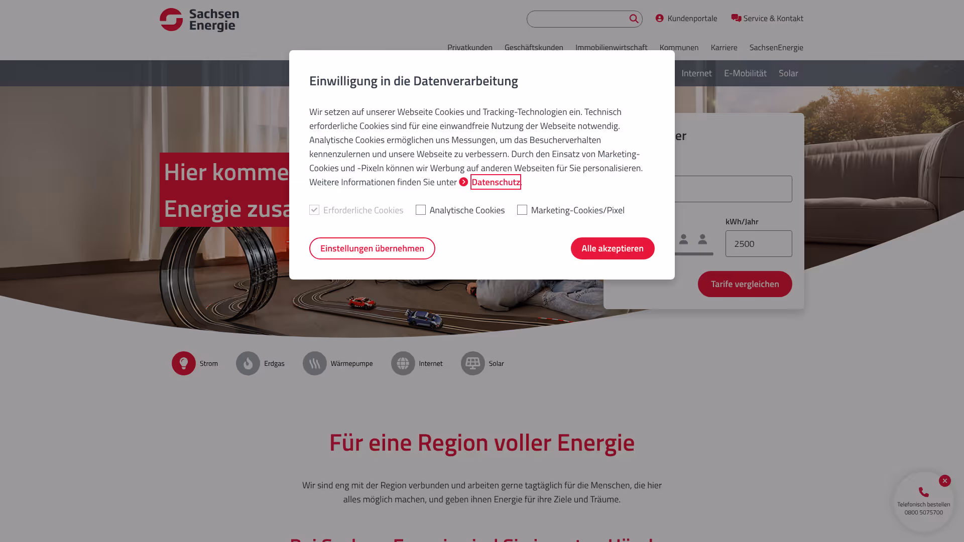 website sachsenenergie screenshot