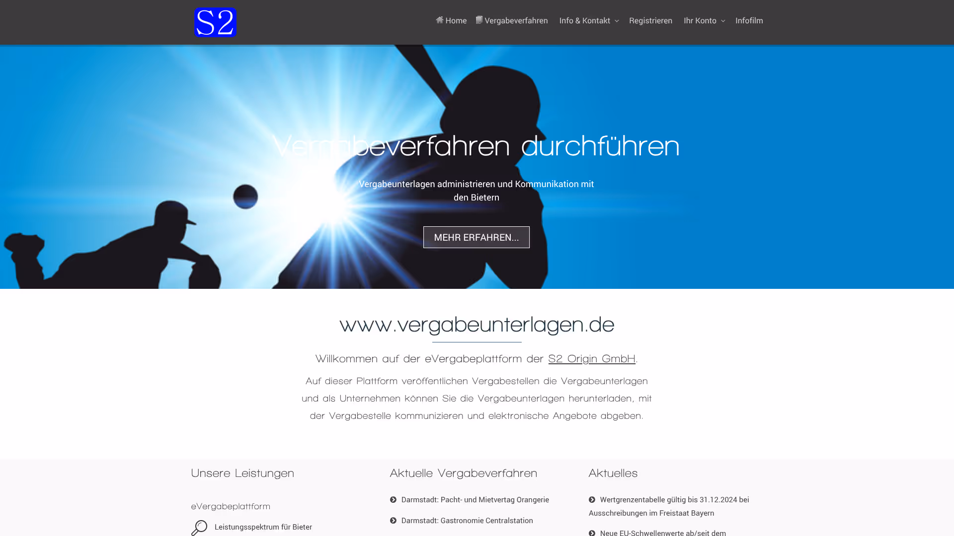 website vergabeunterlagen screenshot