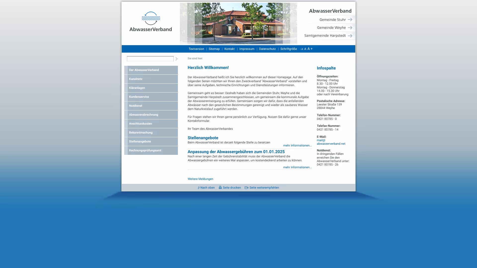 website abwasserverband screenshot