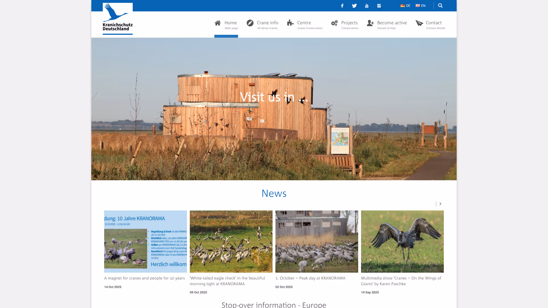 website kraniche screenshot