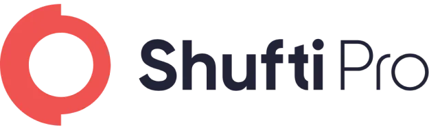 ShuftiPro company logo with a red circular abstract symbol and black text.