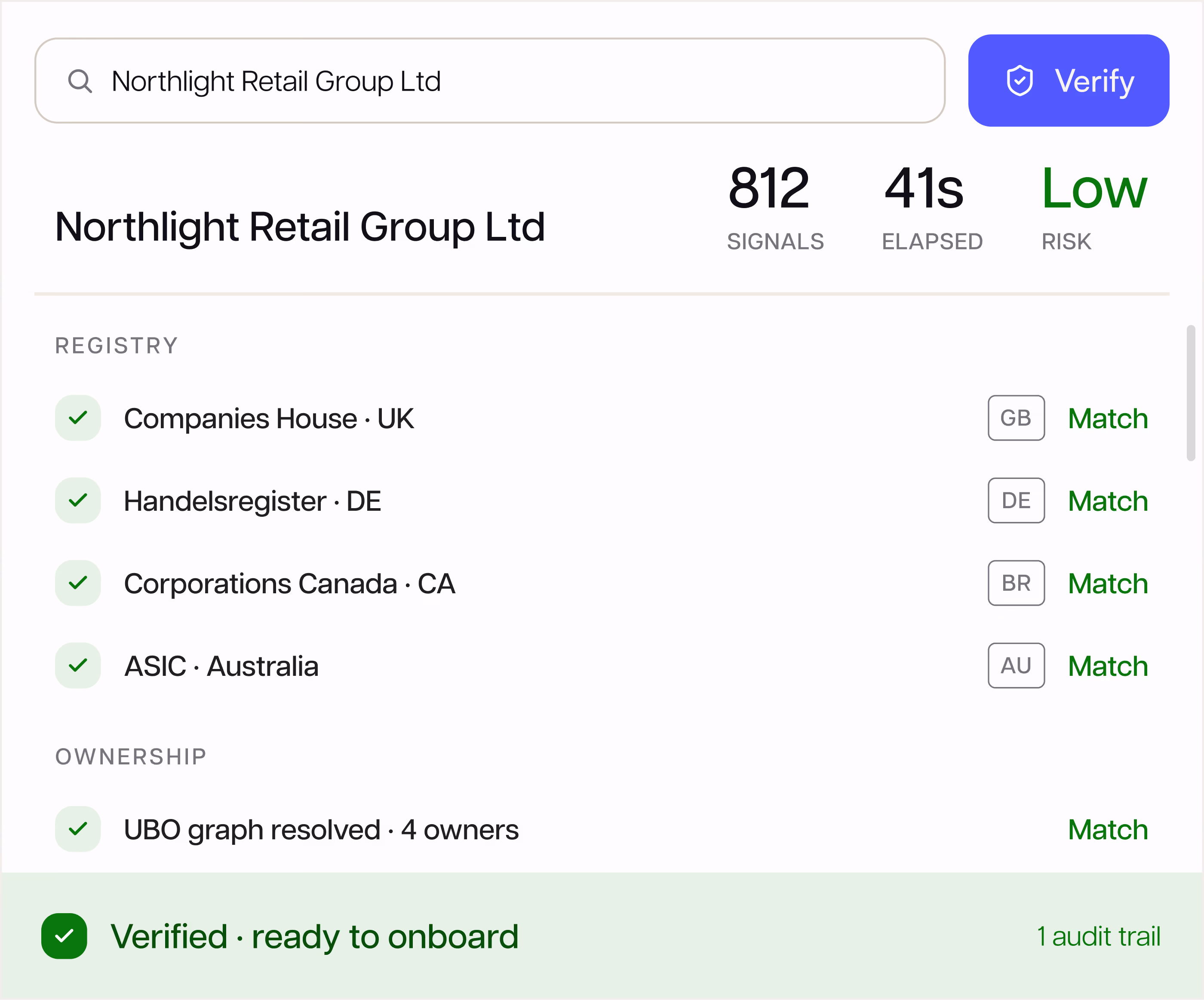 Give us a company name. We'll verify it live.