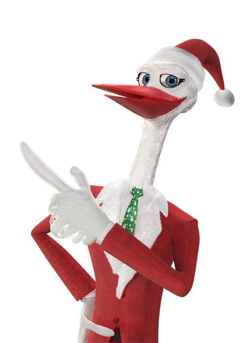 Bocian wskazujący skrzydłem