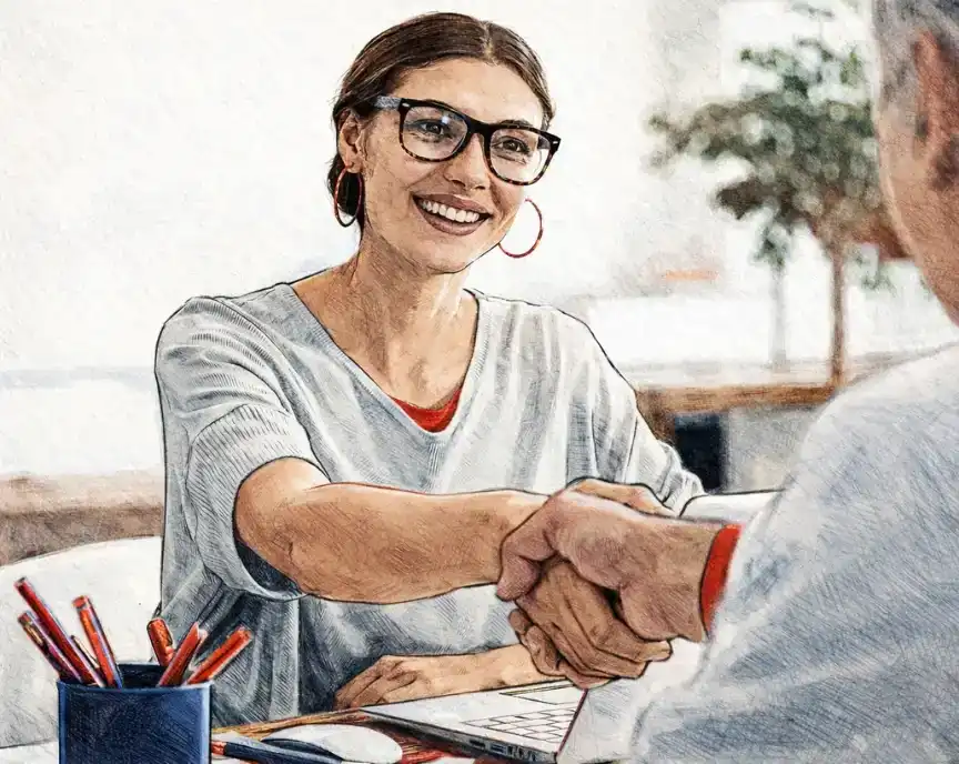 Doradczyni wspierająca klienta w uzyskaniu pożyczki dla zadłużonych