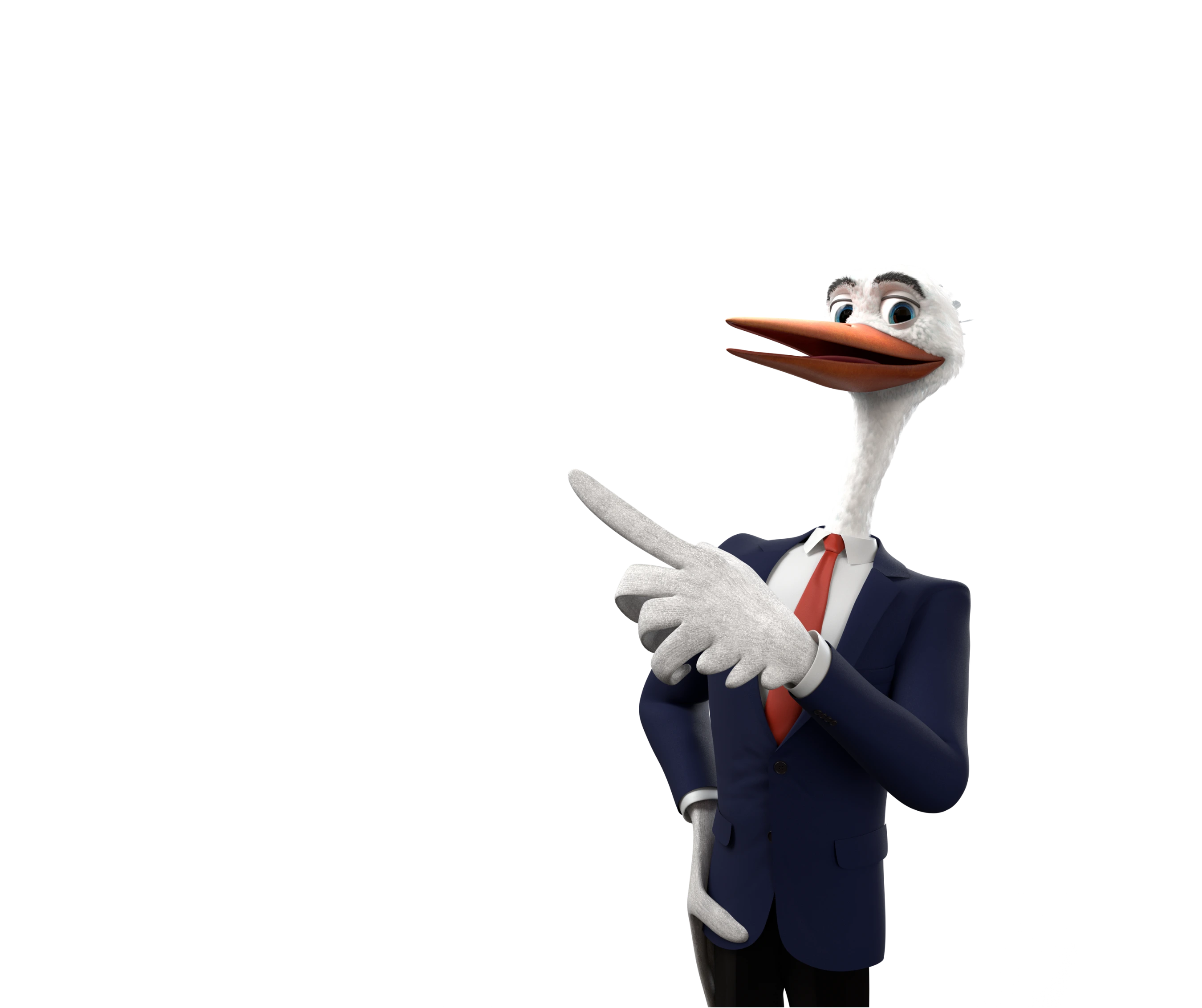 Bocian wskazujący skrzydłem