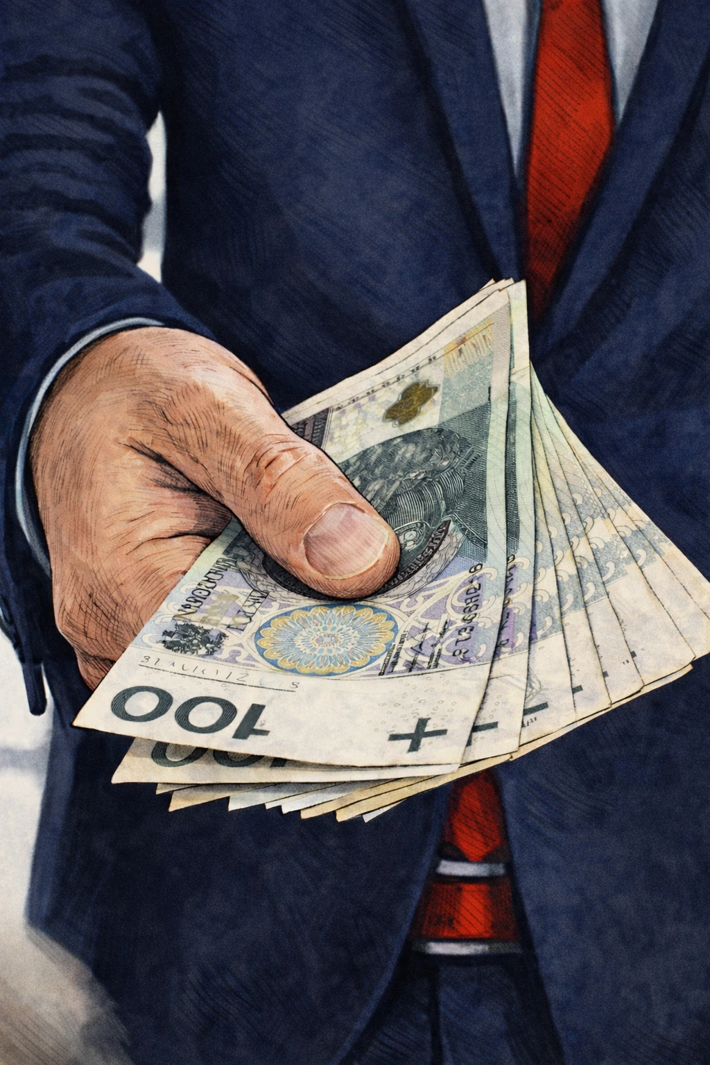 Ręka z gotówką – wpływ historii kredytowej na decyzję o pożyczce