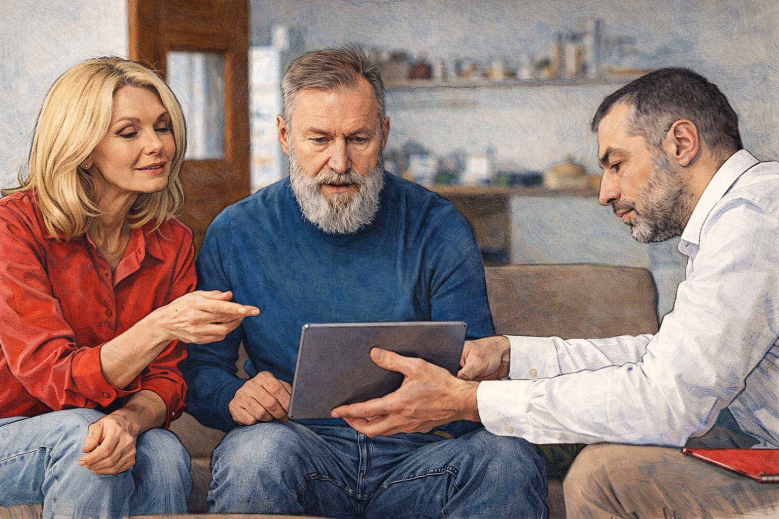 Doradca Bocian Finanse prezentuje ofertę klientowi w jego domu – bliskość i wygoda