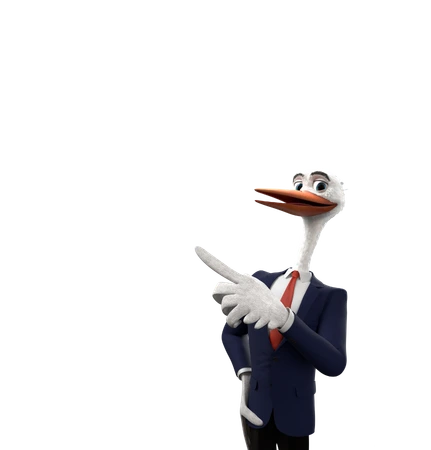 Bocian wskazujący skrzydłem