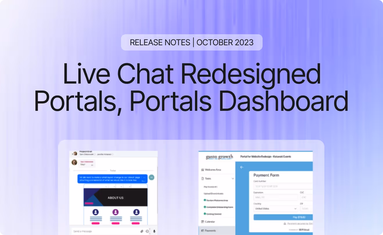 Live Chat, Redesigned Portals, Portals Dashboard, and More! - October 2023 Release Notes
