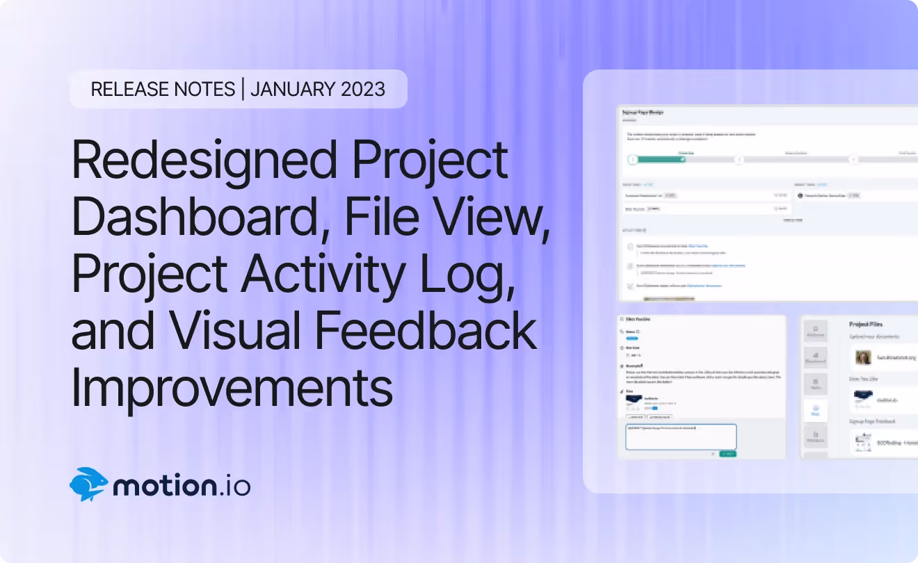 Redesigned Project Dashboard, File View, Project Activity Log, and Visual Feedback Improvements