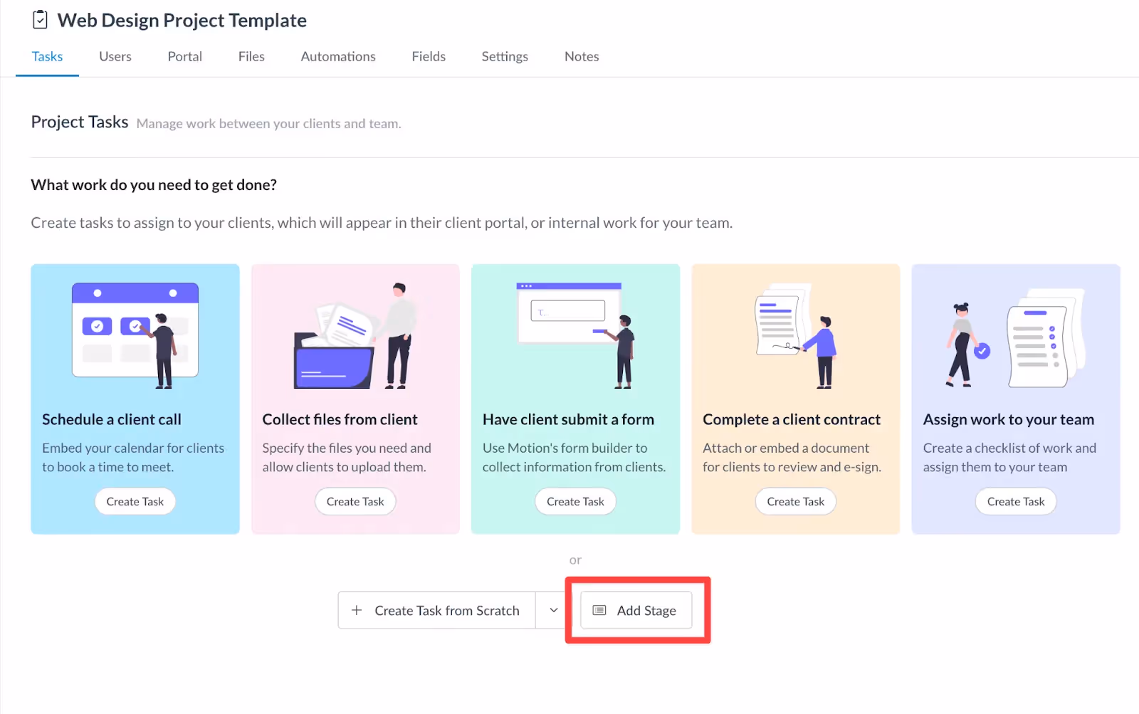 Adding a new project stage in Motion.io