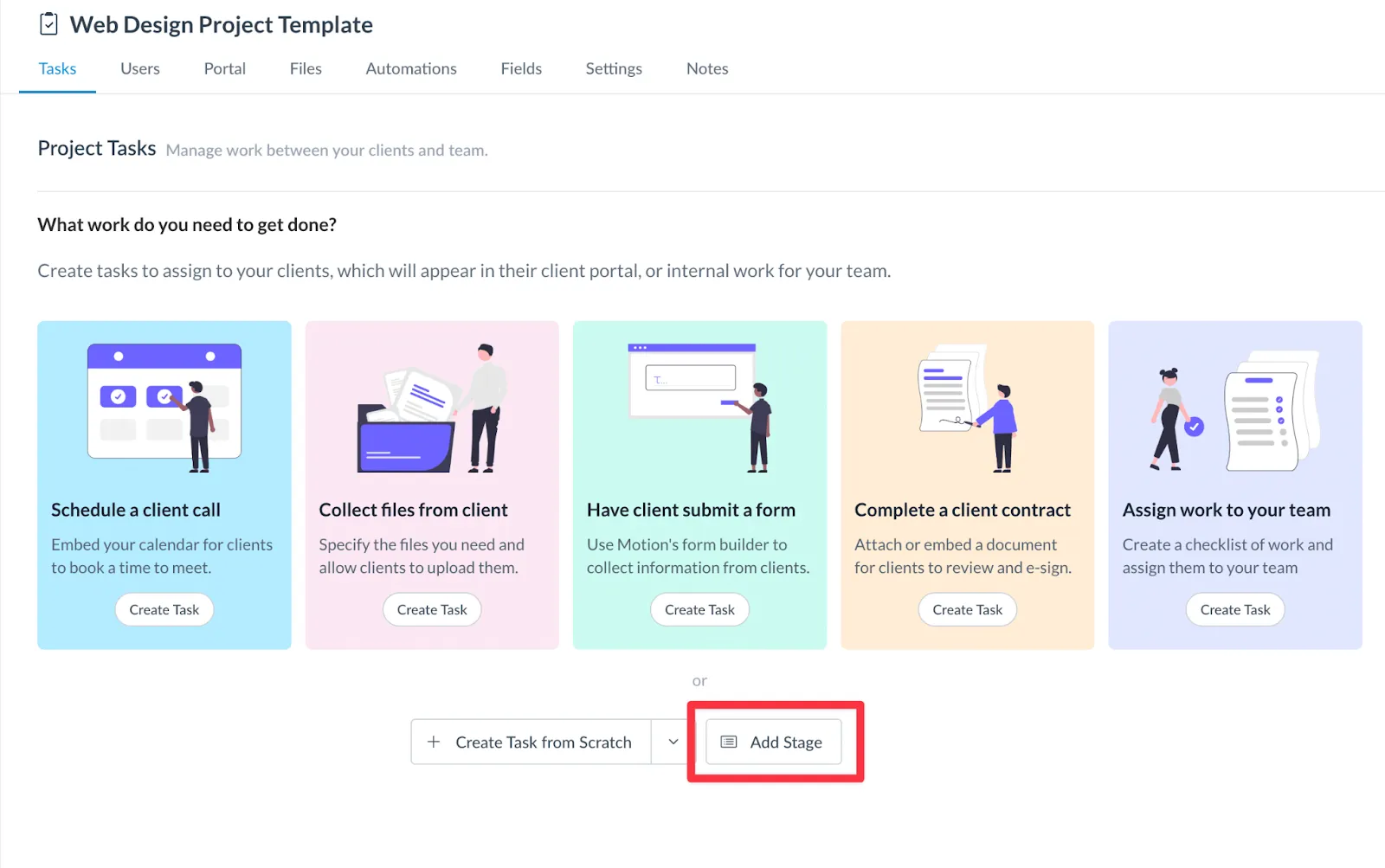 Adding a new project stage in Motion.io