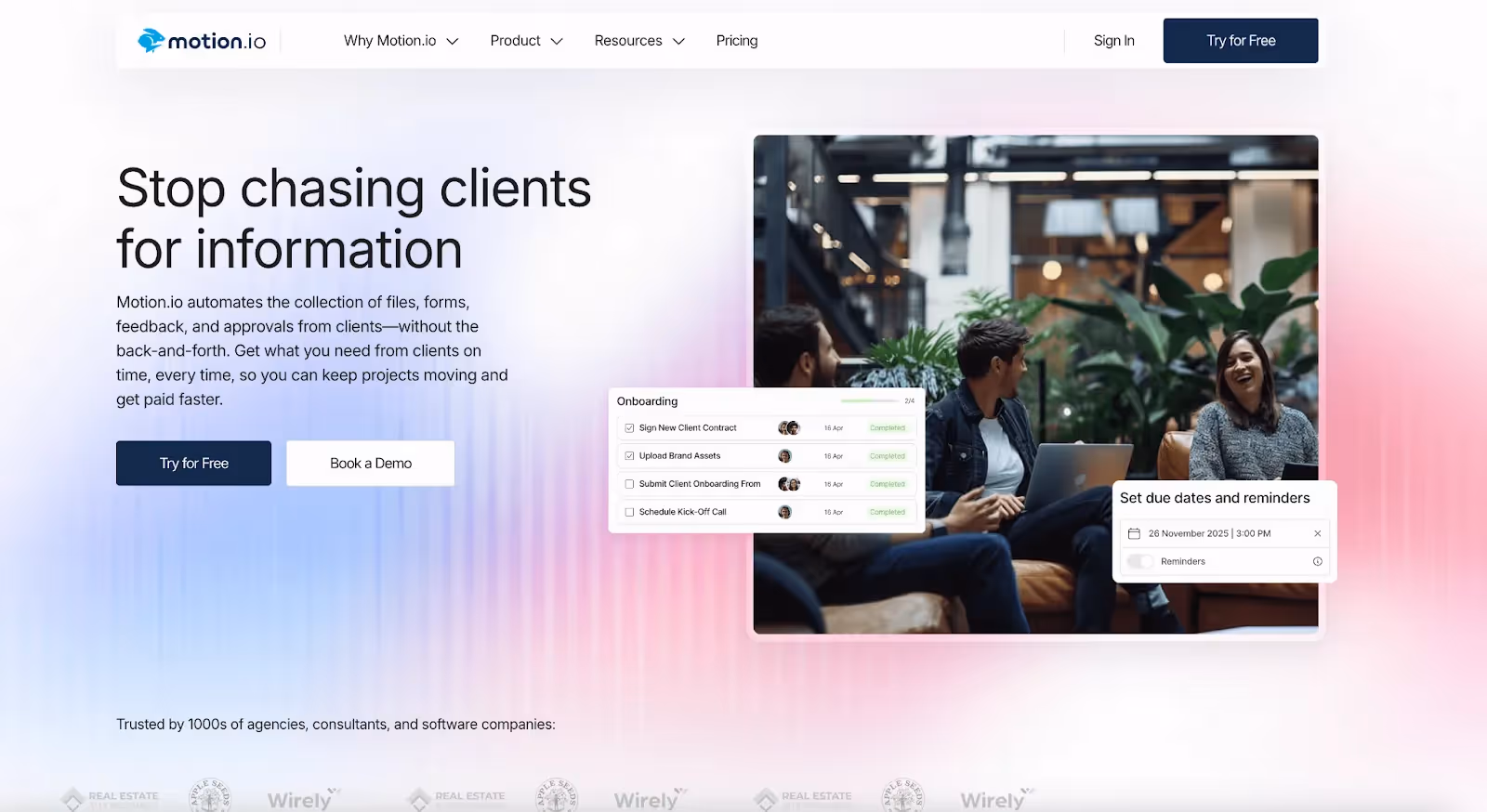 Motion.io platform to manage client projects
