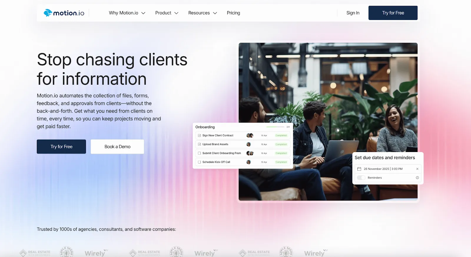 Motion.io platform to manage client projects