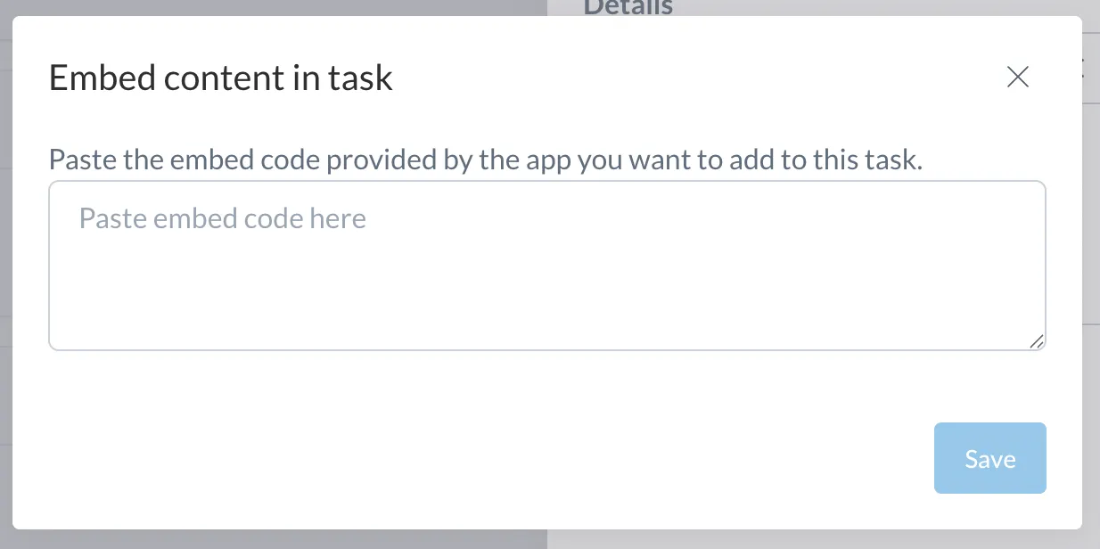 Paste link from an embeddable tool