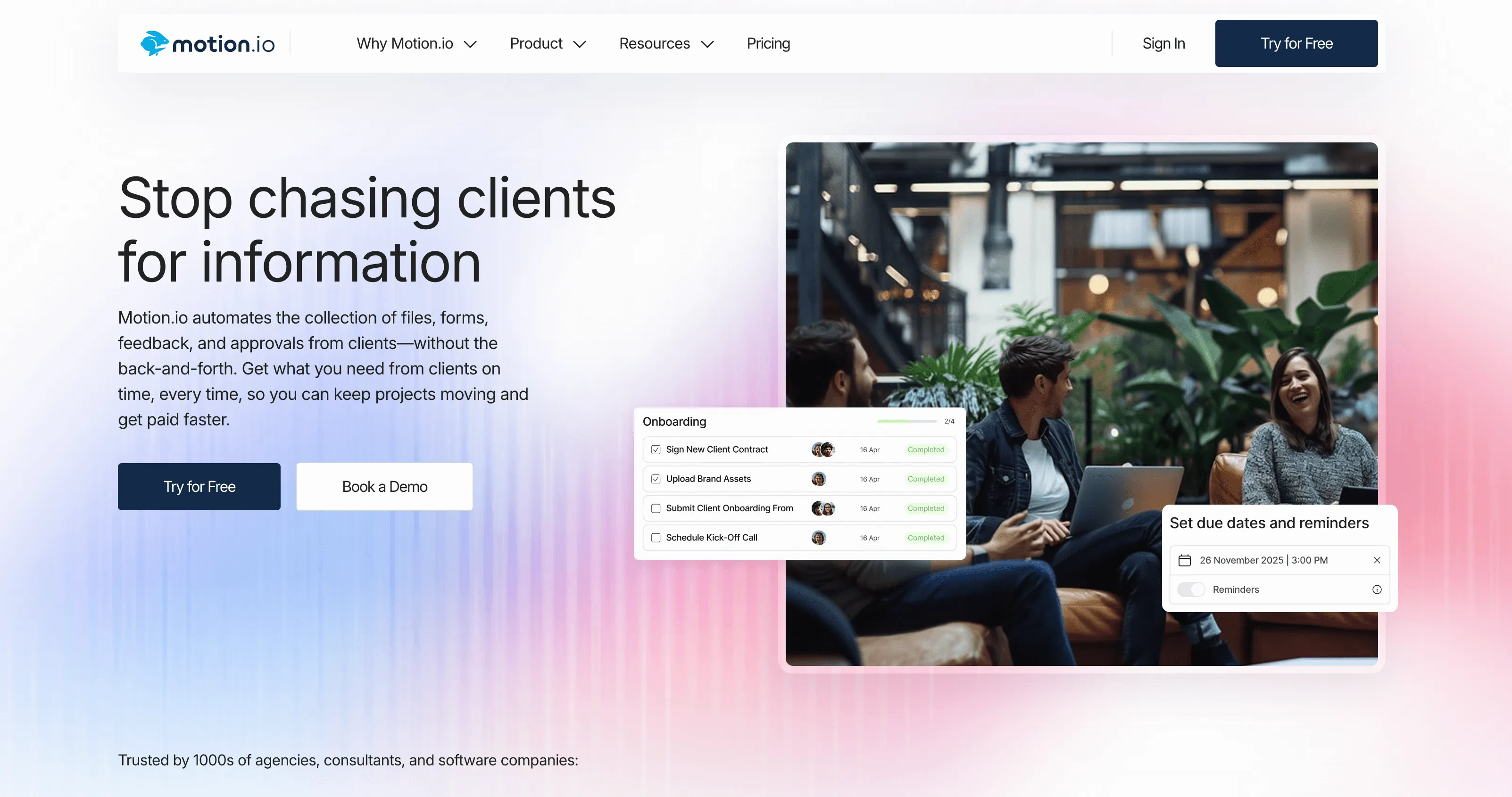 Motion.io homepage