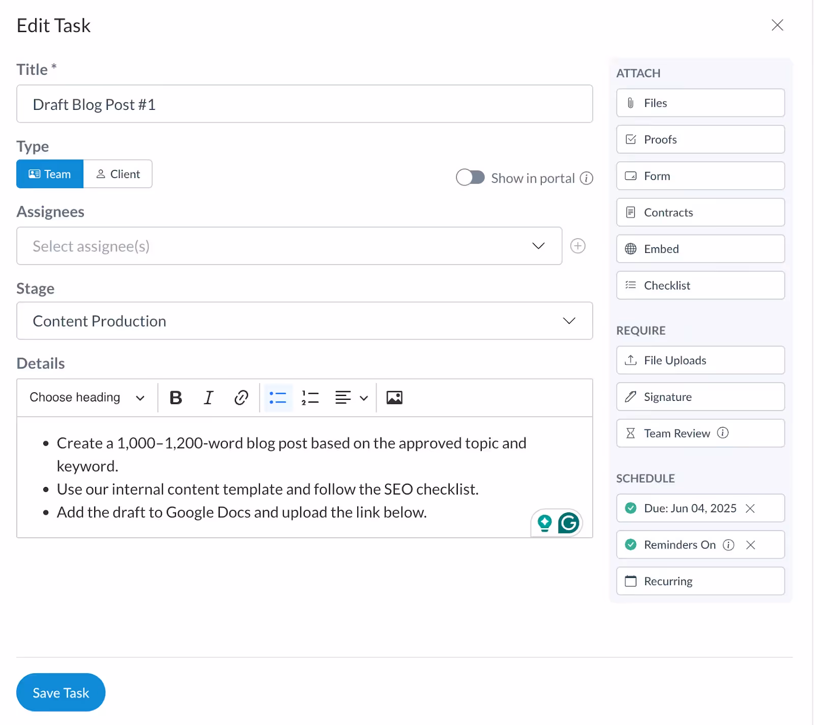 task in motion.io